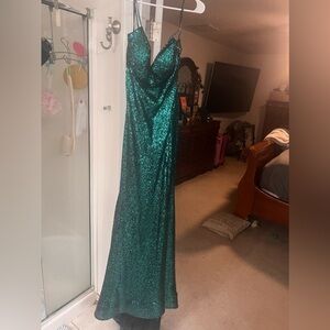 Emerald green Sherri hill prom dress